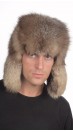 Crystal fox fur hat Russian style, for men